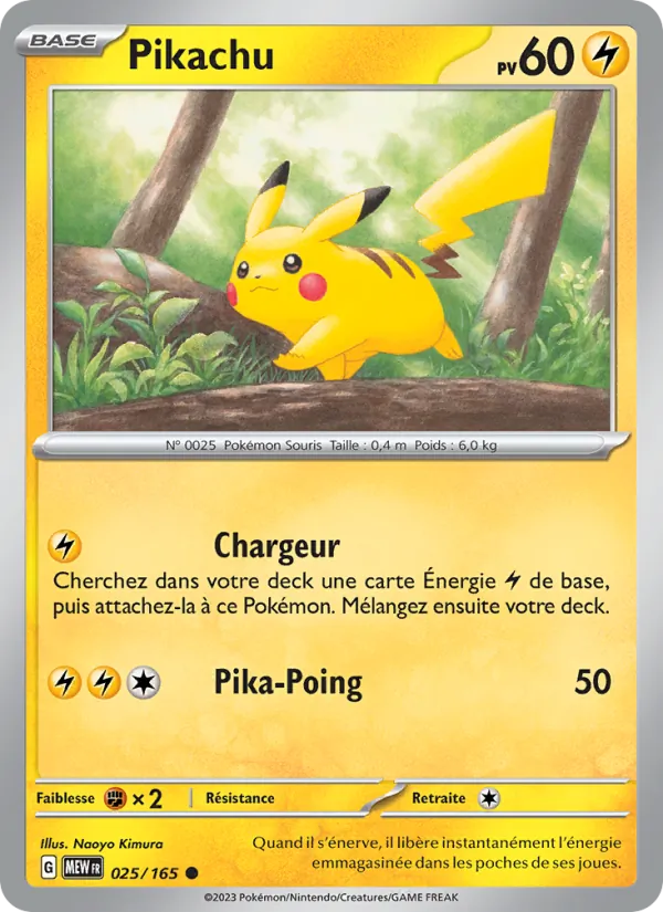 Carte Pokémon Pikachu 025/165 de l'extension 151