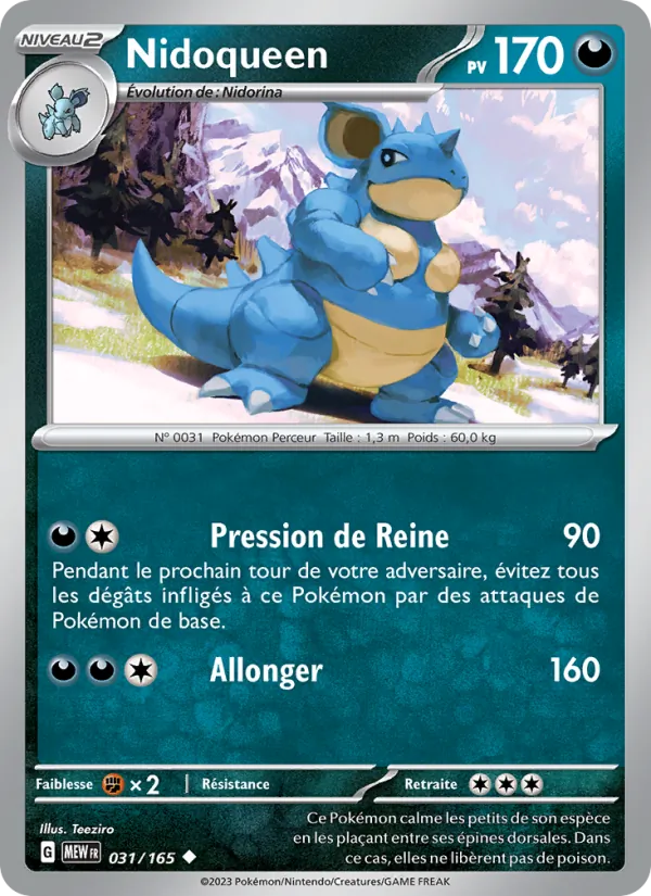 Carte Pokémon Nidoqueen 031/165 de l'extension 151