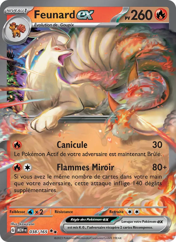 Carte Pokémon Feunard-ex 038/165 de l'extension 151