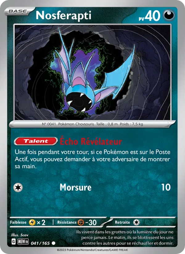 Carte Pokémon Nosferapti 041/165 de l'extension 151