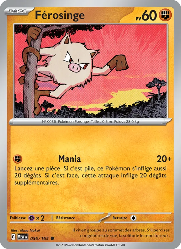 Carte Pokémon Férosinge 056/165 de l'extension 151