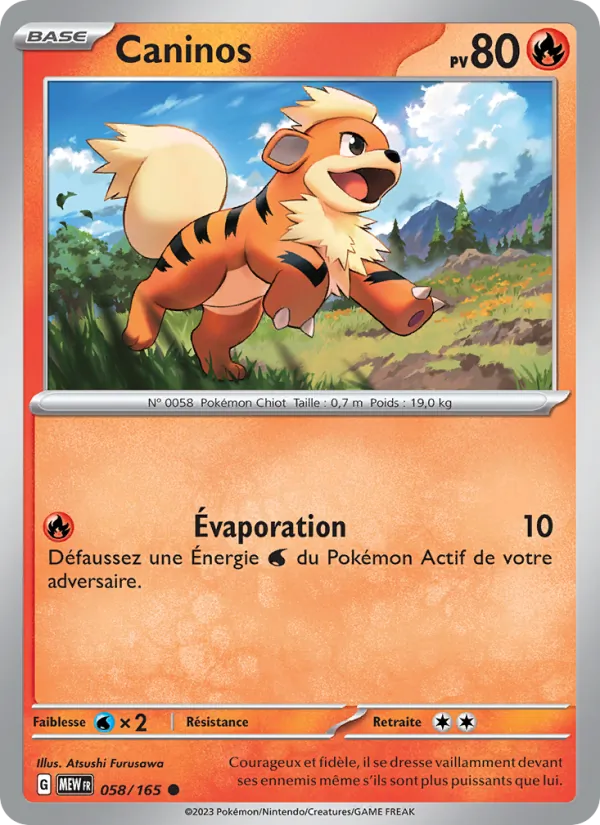 Carte Pokémon Caninos 058/165 de l'extension 151
