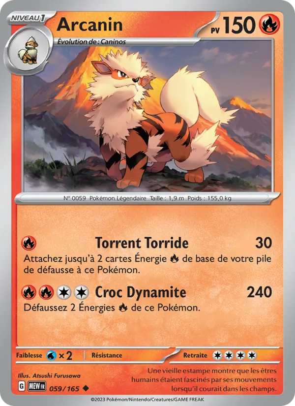 Carte Pokémon Arcanin 059/165 de l'extension 151
