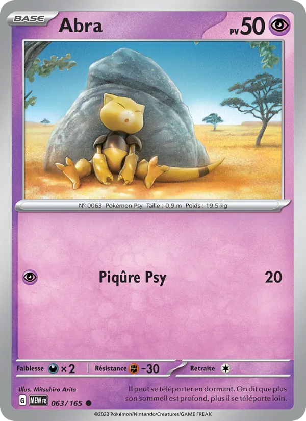 Carte Pokémon Abra 063/165 de l'extension 151