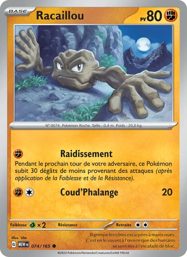Carte Pokémon Racaillou 074/165 de l'extension 151