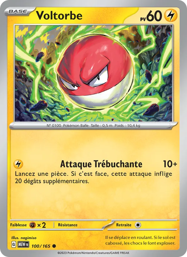 Carte Pokémon Voltorbe 100/165 de l'extension 151