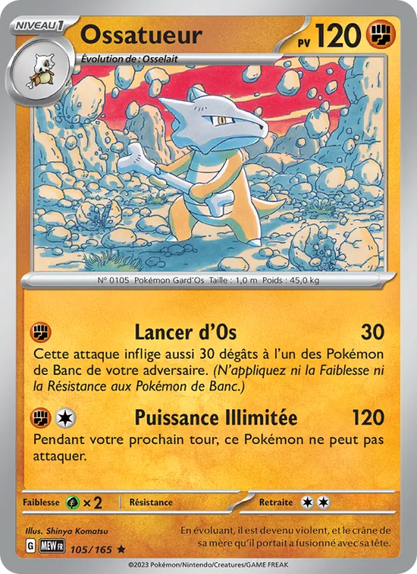 Carte Pokémon Ossatueur 105/165 de l'extension 151