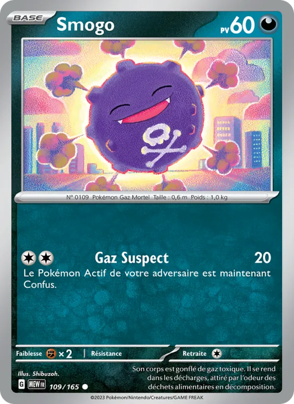 Carte Pokémon Smogo 109/165 de l'extension 151