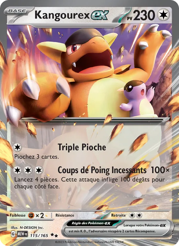 Carte Pokémon Kangourex-ex 115/165 de l'extension 151