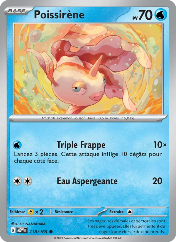 Carte Pokémon Poissirène 118/165 de l'extension 151