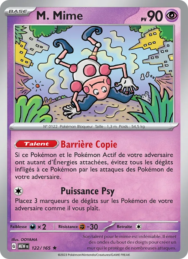 Carte Pokémon M. Mime 122/165 de l'extension 151