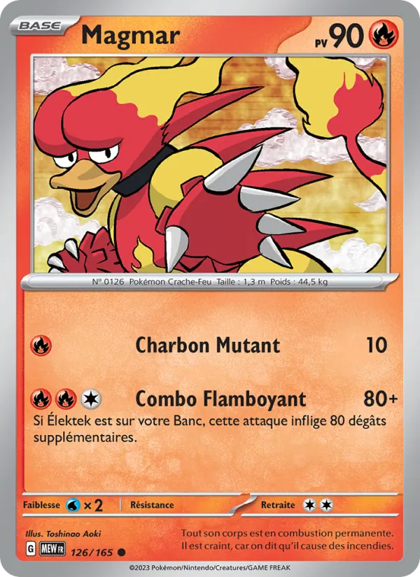 Carte Pokémon Magmar 126/165 de l'extension 151