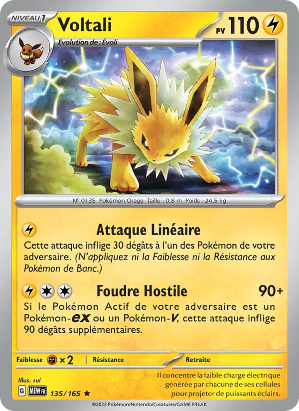 Carte Pokémon Voltali 135/165 de l'extension 151