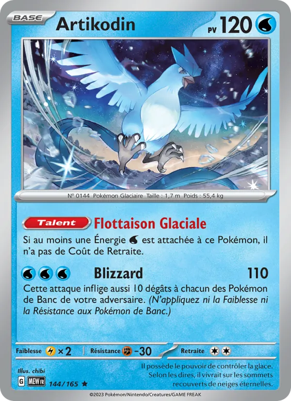 Carte Pokémon Artikodin 144/165 de l'extension 151