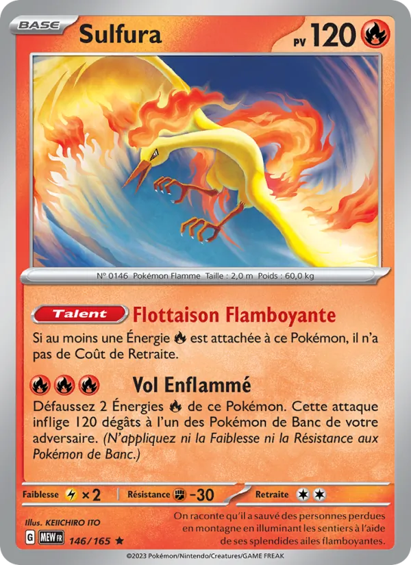 Carte Pokémon Sulfura 146/165 de l'extension 151