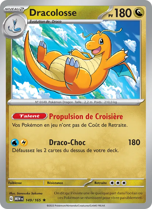 Carte Pokémon Dracolosse 149/165 de l'extension 151