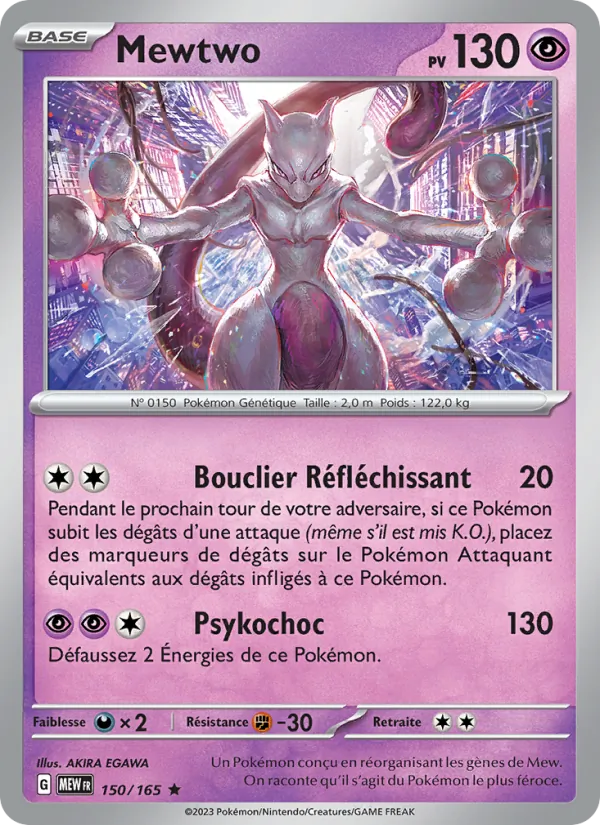 Carte Pokémon Mewtwo 150/165 de l'extension 151