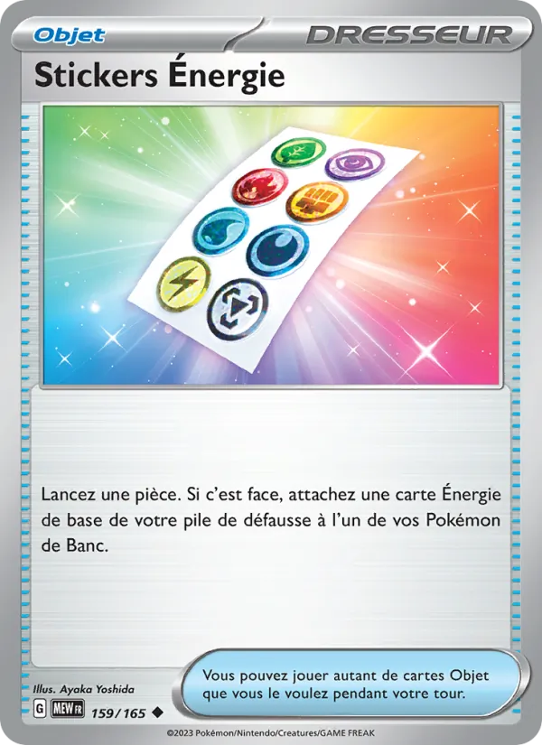 Carte Pokémon Stickers Énergie 159/165 de l'extension 151