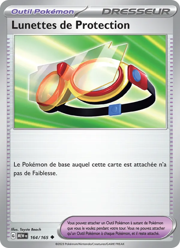 Carte Pokémon Lunettes de Protection 164/165 de l'extension 151