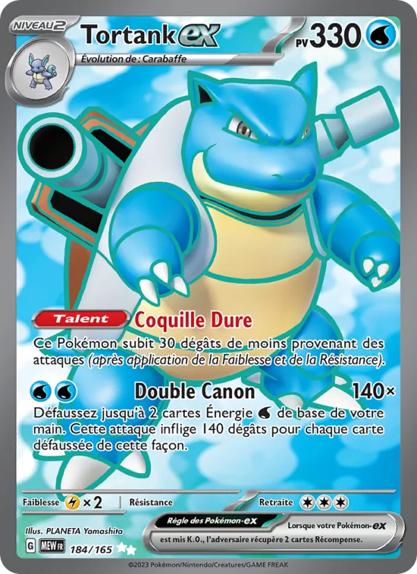 Carte Pokémon Tortank-ex 184/165 de l'extension 151