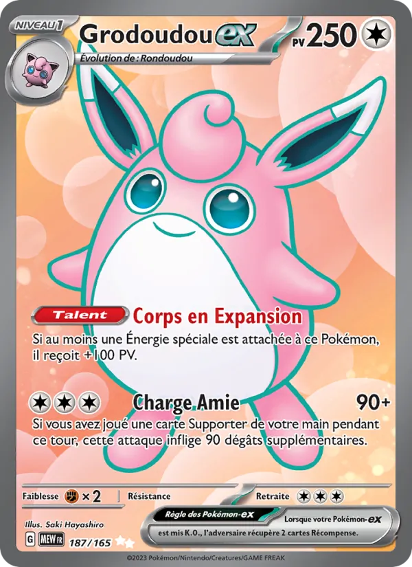 Carte Pokémon Grodoudou-ex 187/165 de l'extension 151