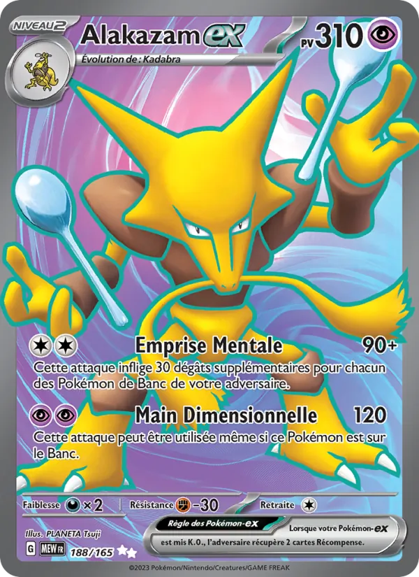 Carte Pokémon Alakazam-ex 188/165 de l'extension 151
