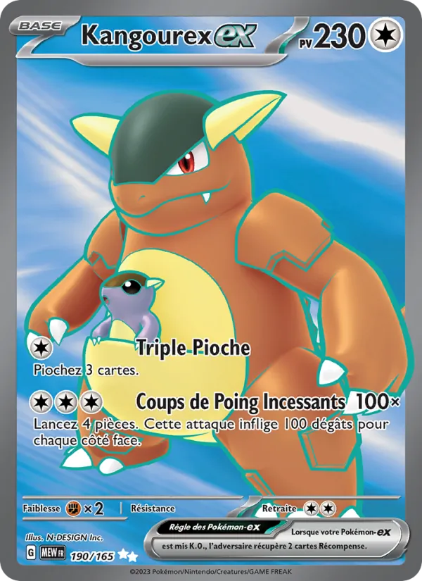 Carte Pokémon Kangourex-ex 190/165 de l'extension 151