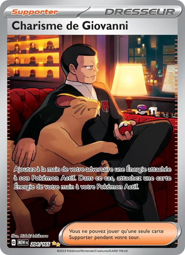 Carte Pokémon Charisme de Giovanni 204/165 de l'extension 151