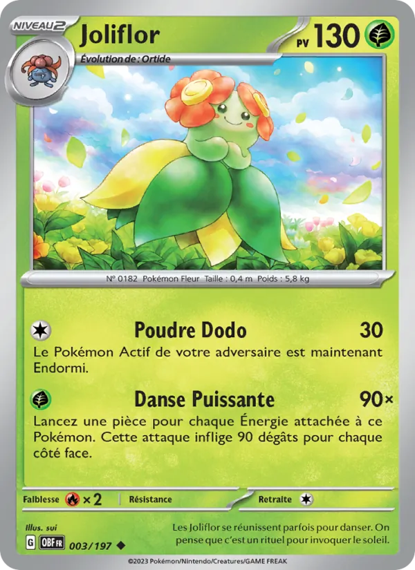 Carte Pokémon Joliflor 003/197 de l'extension Flammes Obsidiennes