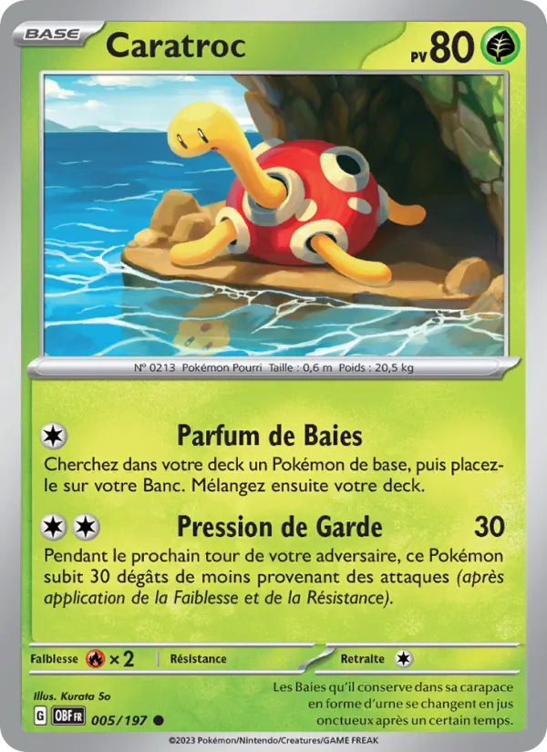 Carte Pokémon Caratroc 005/197 de l'extension Flammes Obsidiennes