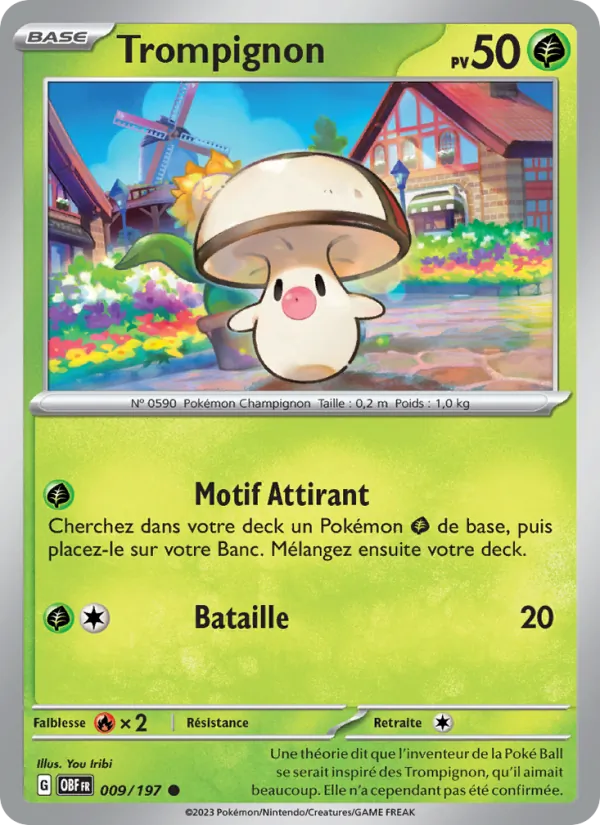 Carte Pokémon Trompignon 009/197 de l'extension Flammes Obsidiennes
