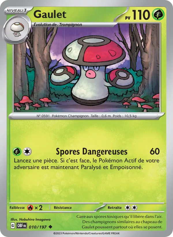 Carte Pokémon Gaulet 010/197 de l'extension Flammes Obsidiennes