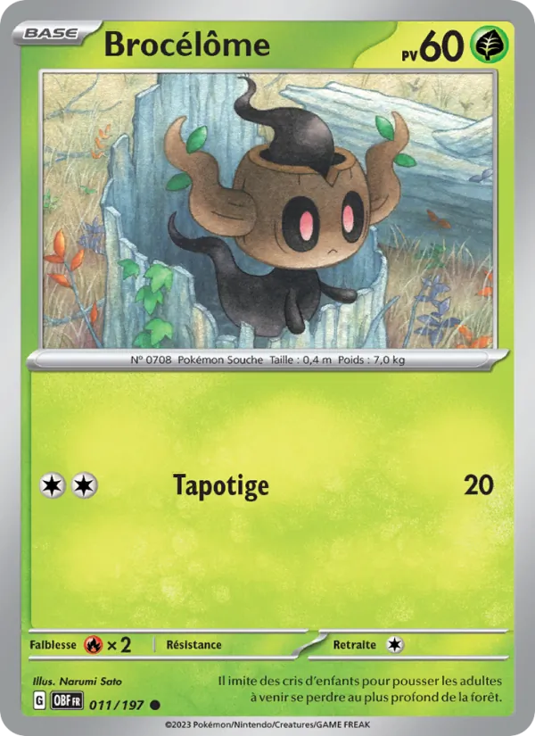 Carte Pokémon Brocélôme 011/197 de l'extension Flammes Obsidiennes