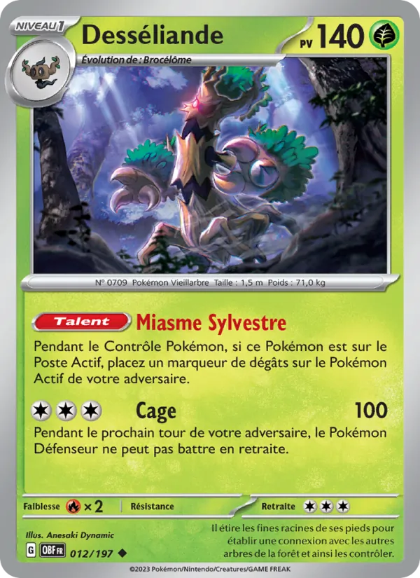 Carte Pokémon Desséliande 012/197 de l'extension Flammes Obsidiennes