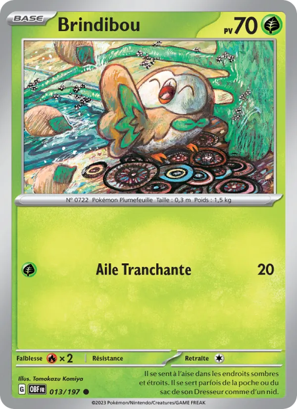 Carte Pokémon Brindibou 013/197 de l'extension Flammes Obsidiennes