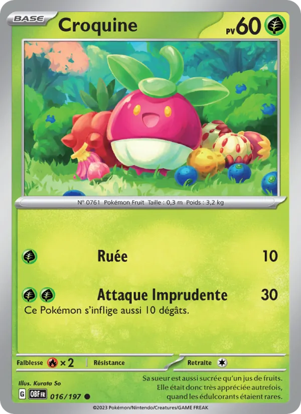 Carte Pokémon Croquine 016/197 de l'extension Flammes Obsidiennes