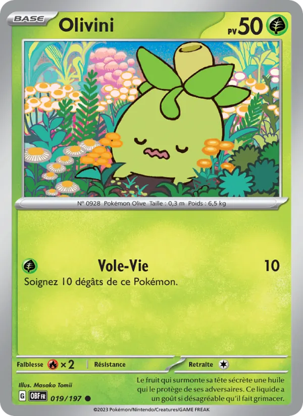 Carte Pokémon Olivini 019/197 de l'extension Flammes Obsidiennes
