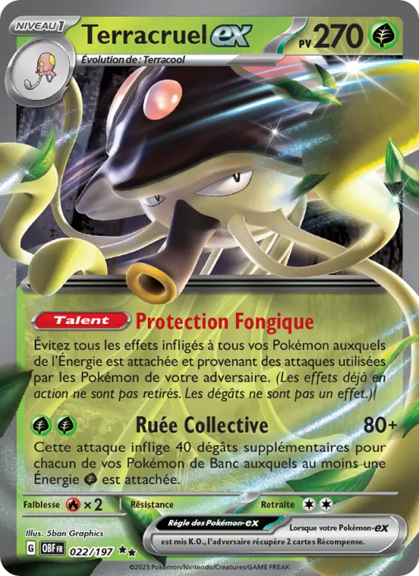 Carte Pokémon Terracruel-ex 022/197 de l'extension Flammes Obsidiennes