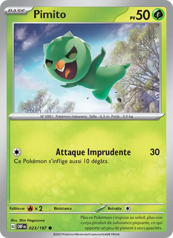 Carte Pokémon Pimito 023/197 de l'extension Flammes Obsidiennes