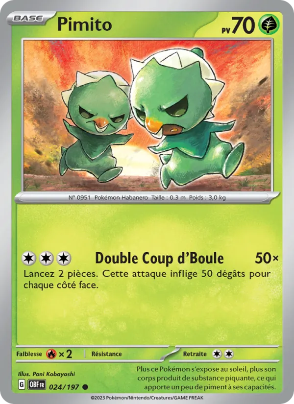 Carte Pokémon Pimito 024/197 de l'extension Flammes Obsidiennes