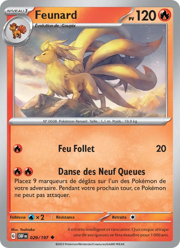 Carte Pokémon Feunard 029/197 de l'extension Flammes Obsidiennes