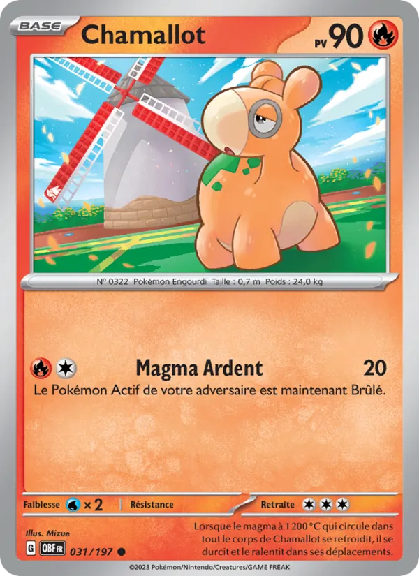 Carte Pokémon Chamallot 031/197 de l'extension Flammes Obsidiennes