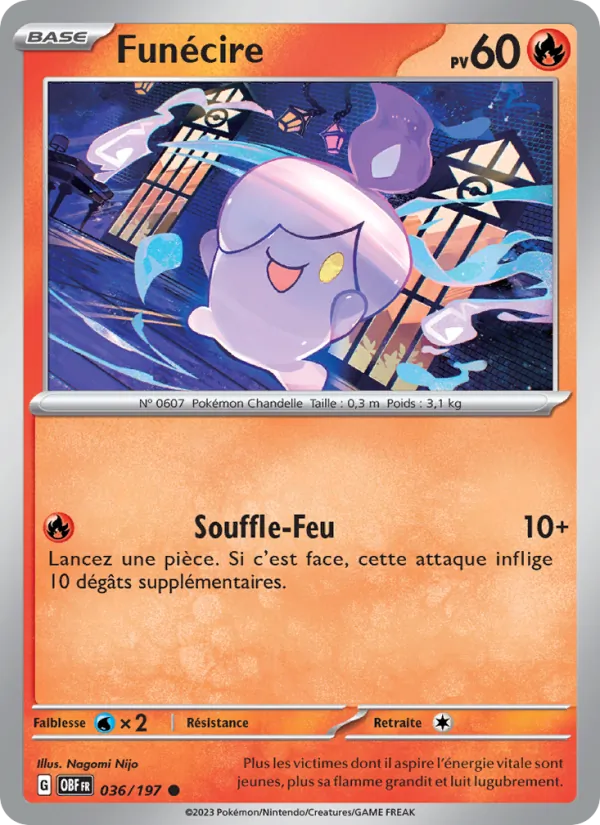 Carte Pokémon Funécire 036/197 de l'extension Flammes Obsidiennes