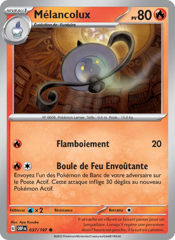 Carte Pokémon Mélancolux 037/197 de l'extension Flammes Obsidiennes