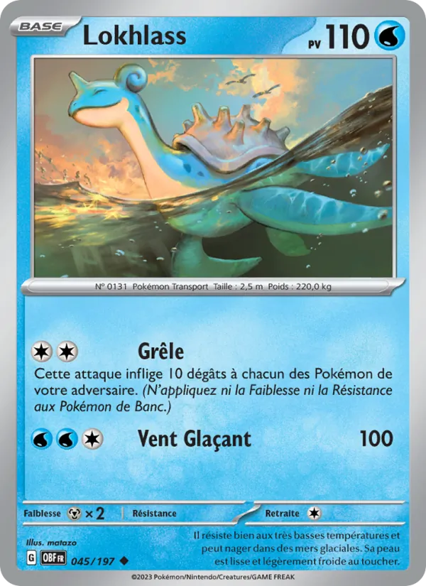 Carte Pokémon Lokhlass 045/197 de l'extension Flammes Obsidiennes