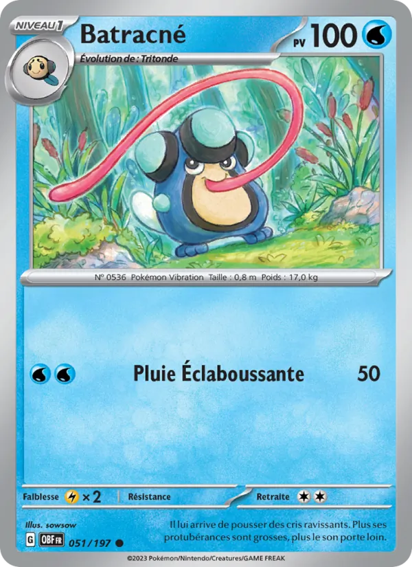 Carte Pokémon Batracné 051/197 de l'extension Flammes Obsidiennes