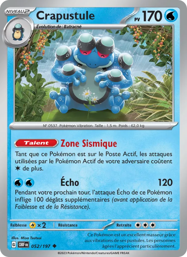 Carte Pokémon Crapustule 052/197 de l'extension Flammes Obsidiennes