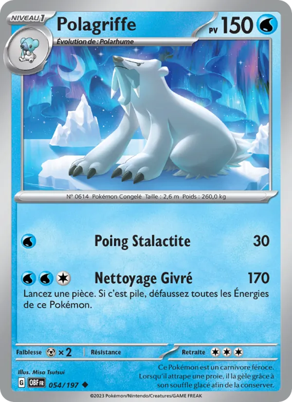 Carte Pokémon Polagriffe 054/197 de l'extension Flammes Obsidiennes