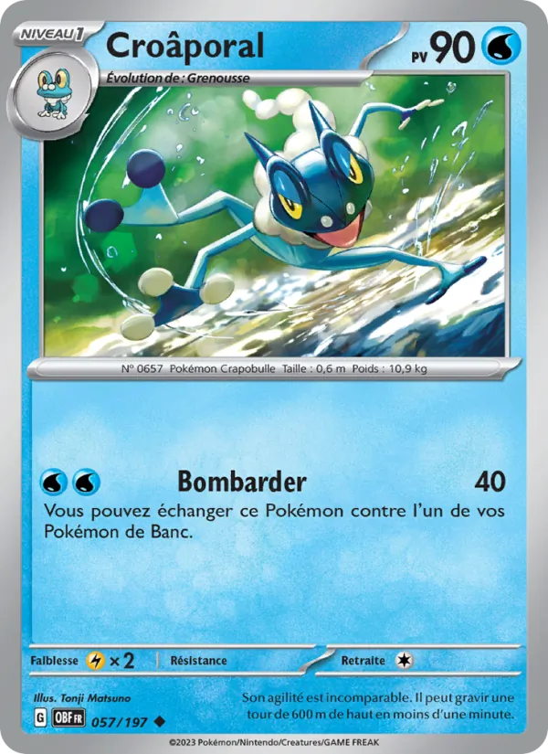 Carte Pokémon Croâporal 057/197 de l'extension Flammes Obsidiennes