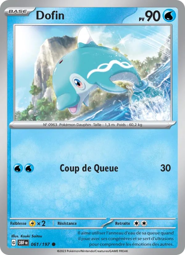 Carte Pokémon Dofin 061/197 de l'extension Flammes Obsidiennes